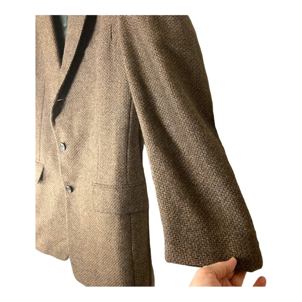 Hickey Freeman Brown Tweed Blazer 3 Button Up Front‎ Size 42